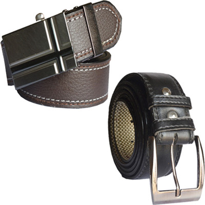 

Loopa Men Formal Multicolor Artificial Leather Belt, Black and brown