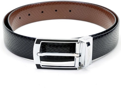 

Lino Perros Men Formal Black Genuine Leather Reversible Belt