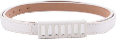 

Buckle Up Women Casual White Artificial Leather Belt