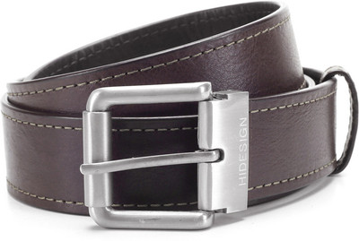 Hidesign Men Brown, Black Genuine Leather, Metal Reversible Belt