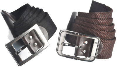 

AARIP Men Formal Black, Brown Canvas Belt, Multy