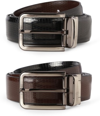 

Peter England Men Black Genuine Leather Reversible Belt