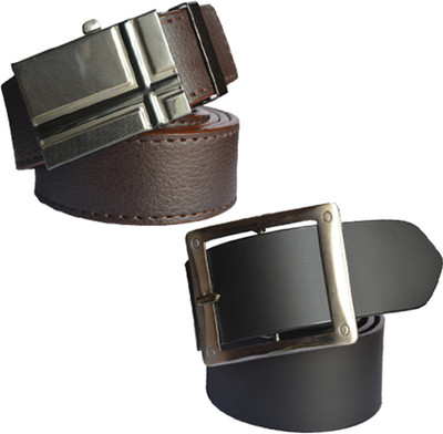 

Loopa Men Formal Multicolor Artificial Leather Belt, Black and brown