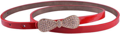 

Young & Forever Women Casual, Evening/Party, Formal, Semi-formal Red Artificial Leather Belt, Poppy red cute rhinestone encrusted bow