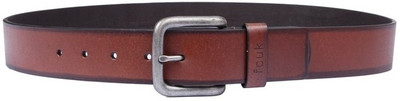 

French Connection Men Brown Metal, Genuine Leather Belt