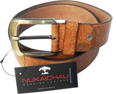 NUKAICHAU Men Tan Genuine Leather Belt, Tan f