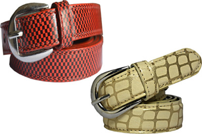 

Wholesome Deal Women Casual Multicolor Synthetic Belt, Red and cream