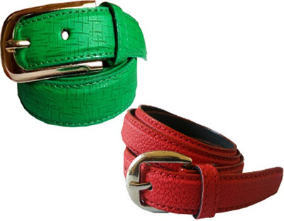 

Wholesome Deal Women Formal Multicolor Synthetic Belt, Green and red