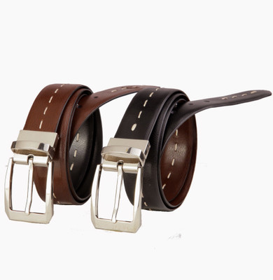 

99Cells Men Formal Black Genuine Leather Reversible Belt