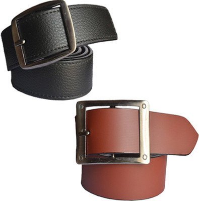 

Loopa Men Formal Multicolor Artificial Leather Belt, Black and brown