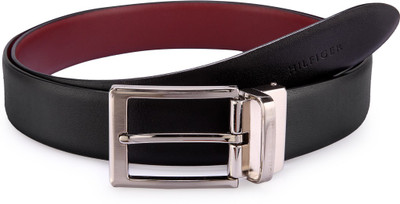 

Tommy Hilfiger Men Formal Black, Maroon Synthetic Reversible Belt, Black/burgandy