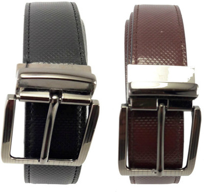 Vagan-Kate Men Party Black, Brown Artificial Leather Reversible Belt, Black-01;brown-01