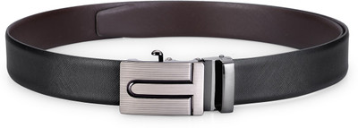 

Teakwood Men Casual Black Genuine Leather Reversible Belt