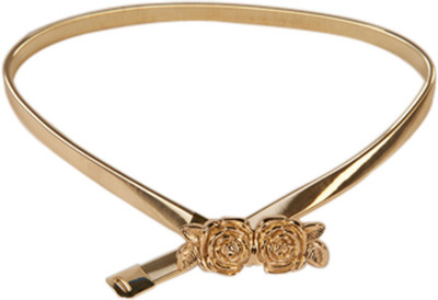 

Young & Forever Women Casual, Evening/Party, Formal, Semi-formal Gold Artificial Leather Belt, Dainty flower gold stretch metal