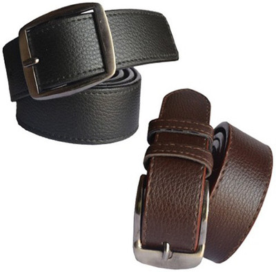 

Loopa Men Formal Multicolor Artificial Leather Belt, Black and brown