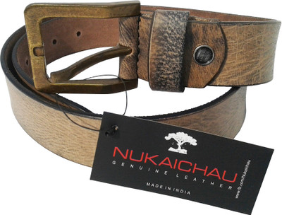 

NUKAICHAU Men Tan Genuine Leather Belt, Tan c