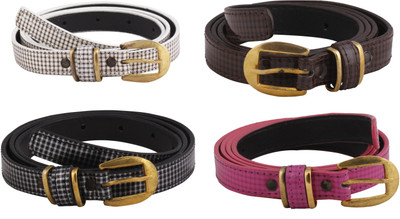 

SRS Women Casual Pink, Black, Brown, White Artificial Leather Belt, Pink-black-brown-white-139
