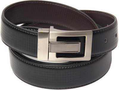 

Buckle Up Men Formal Black Artificial Leather Reversible Belt, Black-1