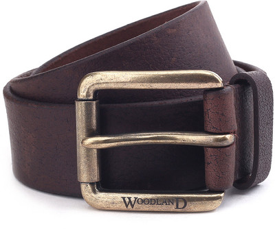 

Woodland Men Brown Metal, Genuine Leather Belt