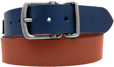 

Hidea Men Casual Multicolor Genuine Leather Belt, Tan-navy blue
