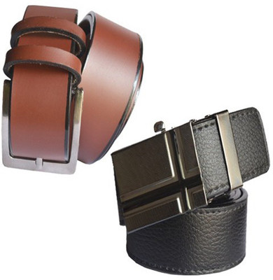 

Loopa Men Formal Multicolor Artificial Leather Belt, Black and brown