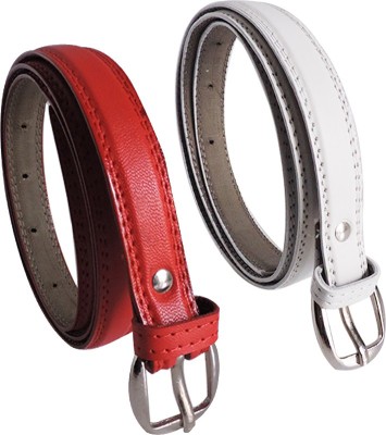 

Elligator Women Casual, Formal, Party Red, White Artificial Leather Belt, Red-03