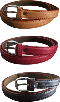 

SUNRISE ENTERPRISES Girls Casual, Evening, Formal, Party Brown, Maroon, Black Artificial Leather, Fabric Belt, Lightbrownmaroonblack04277