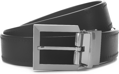 

Hidesign Men Brown, Black Genuine Leather, Metal Reversible Belt, Black and brown