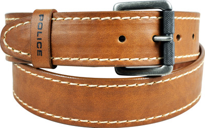 

Police Men Tan Genuine Leather Belt, Dark tan
