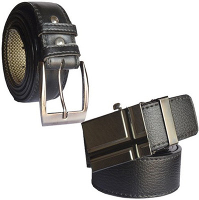 

Loopa Men Formal Multicolor Artificial Leather Belt, Black and brown