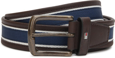 

Tommy Hilfiger Men Casual Multicolor Genuine Leather Belt, Brown +white+navy