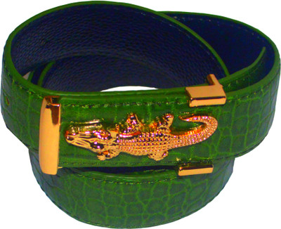 

Hedgehog Boys Party Green Genuine Leather Belt, Crocodile green