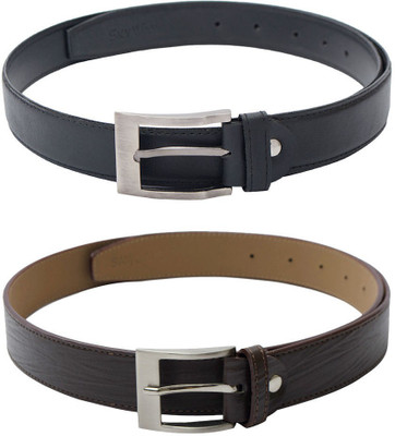 

Skyways Men Formal, Casual Black, Brown Artificial Leather Belt, Black-01