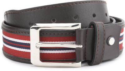 

Peter England Men Black, Brown Belt, Red/ blue