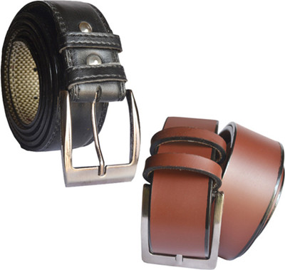 

Loopa Men Formal Multicolor Artificial Leather Belt, Black and brown