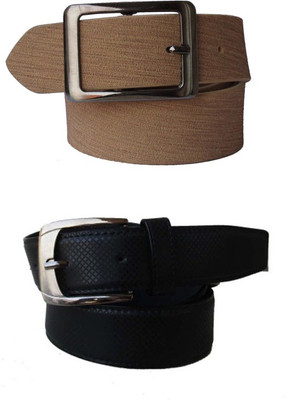 

Klaska Men Casual Tan, Black Artificial Leather Belt, Black;tan