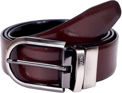

Lino Perros Men Formal Black Genuine Leather Reversible Belt