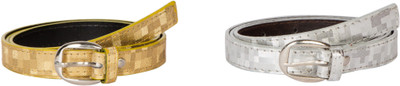 

ESHTYLE Girls Gold, Silver Artificial Leather Belt, Golden;silver