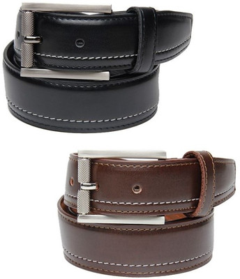 

Walletsnbags Men Formal Black, Brown Texas Leatherite Belt, Blkbr- 42