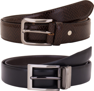 

Valbone Men Formal Black Genuine Leather Belt, Black;brown