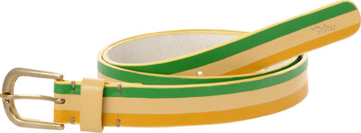 

Ilina Women Casual Multicolor Metal, Genuine Leather Belt, Yellow;beige and green