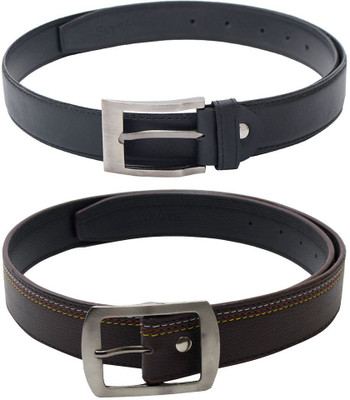 

Skyways Men Formal, Casual Black, Brown Artificial Leather Belt, Black-01