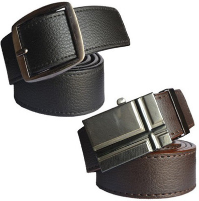 

Loopa Men Formal Multicolor Artificial Leather Belt, Black and brown