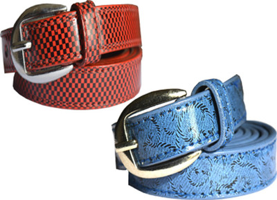 

Wholesome Deal Women Casual Multicolor Synthetic Belt, Red and sky blue