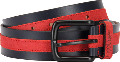 

U.S. Polo Assn Men Casual Red Genuine Leather Belt, Red & blue