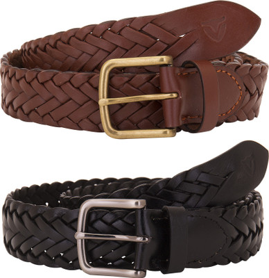 

Valbone Men Formal Brown Genuine Leather Belt, Black