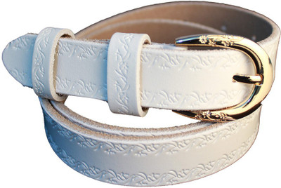 

Lion Heart Women Casual White Genuine Leather Belt