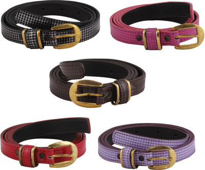 SRS Women Casual Pink, Black, Brown, Purple, Red Artificial Leather Belt, Pink-black-brown-purple-red-144