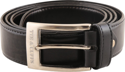 

TIE & CUFFS Men Formal, Party, Casual Black Genuine Leather Belt