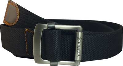 

Ammvi Creations Men Casual Black Canvas Belt, Black-07